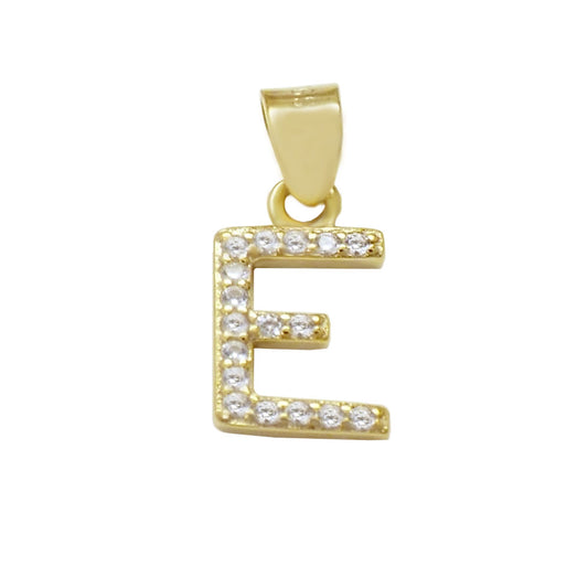 Small Initial E CZ Pendant Gold Plated