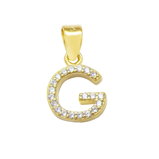 Small Initial G CZ Pendant Gold Plated