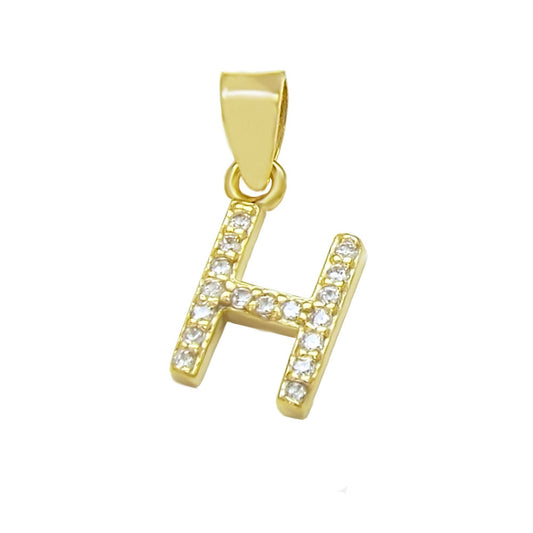 Small Initial H CZ Pendant Gold Plated