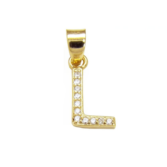 Small Initial L CZ Pendant Gold Plated