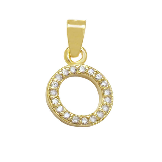 Small Initial O CZ Pendant Gold Plated