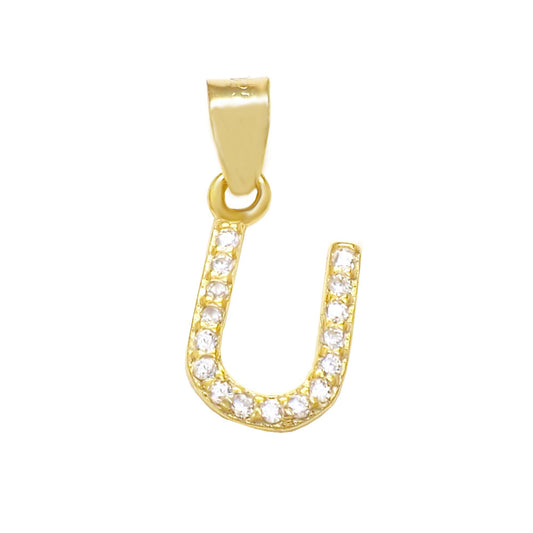 Small Initial U CZ Pendant Gold Plated