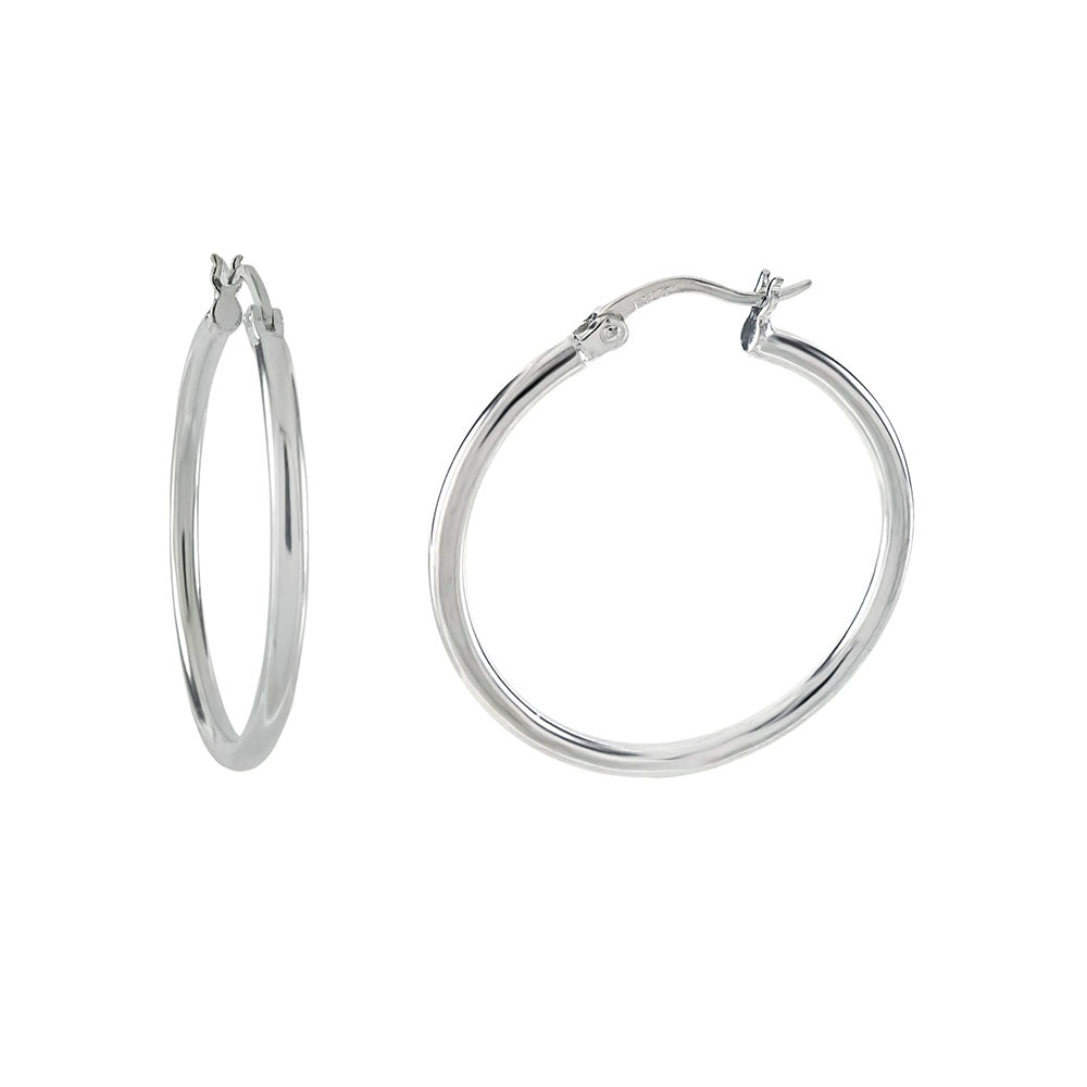 2MM Round Tube Hoop Earrings With Clutch