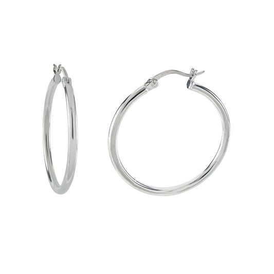 2MM Round Tube Hoop Earrings With Clutch