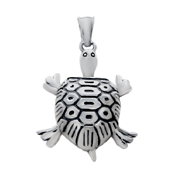 Sterling Silver Oxidised Turtle Pendant