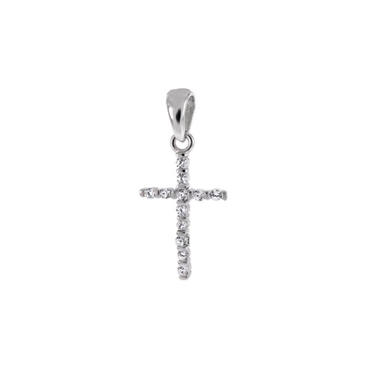 Sterling Silver Cubic Zirconia Small Cross Pendant