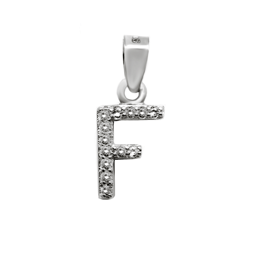 Small Initial F CZ Pendant Rhodium