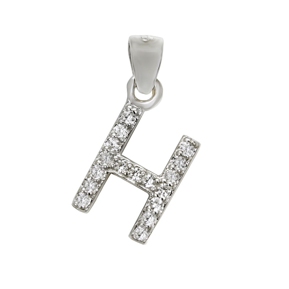 Small Initial H CZ Pendant Rhodium