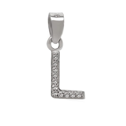 Small Initial L CZ Pendant Rhodium