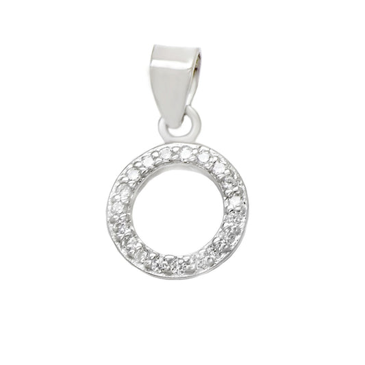 Small Initial O CZ Pendant Rhodium