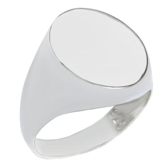 High Polished 17.5mm X 14.5mm Sterling Silver Engravable Oval Ring