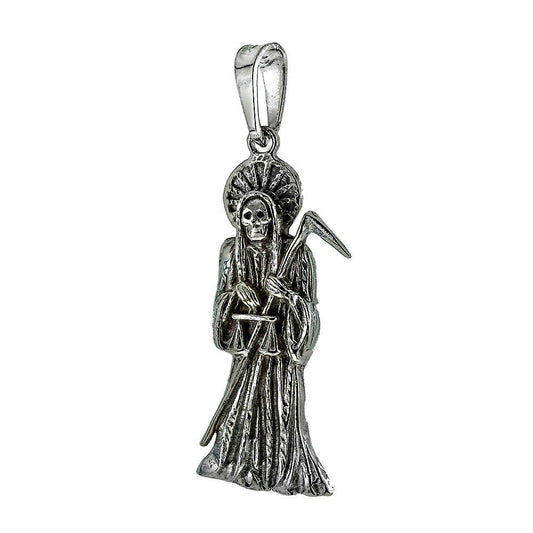 Sterling Silver Santa Muerte Oxidized Pendant