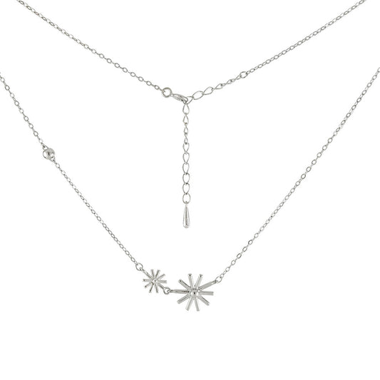 Sterling Silver Starburst Rhodium Necklace