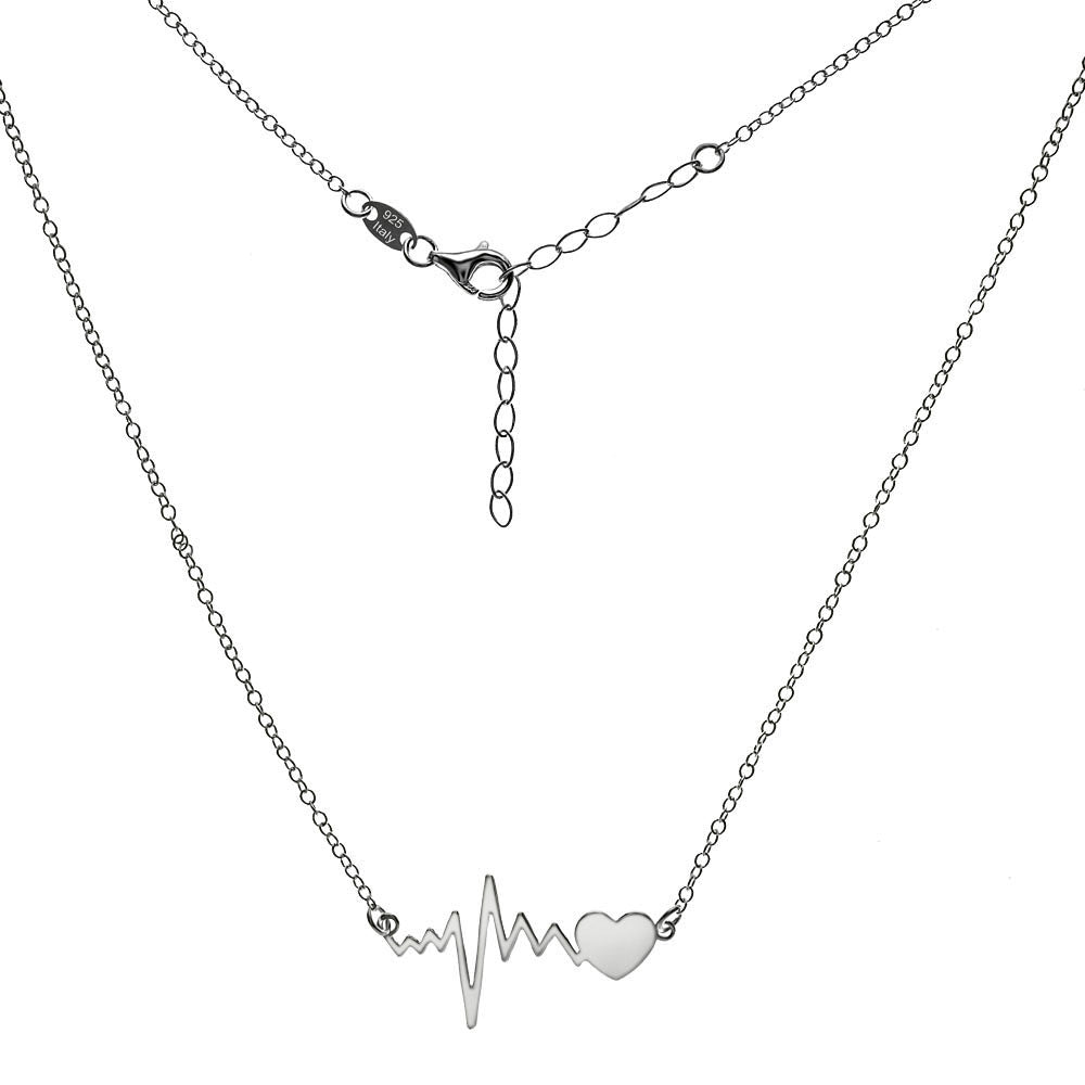 Italian Sterling Silver Heartbeat Necklace