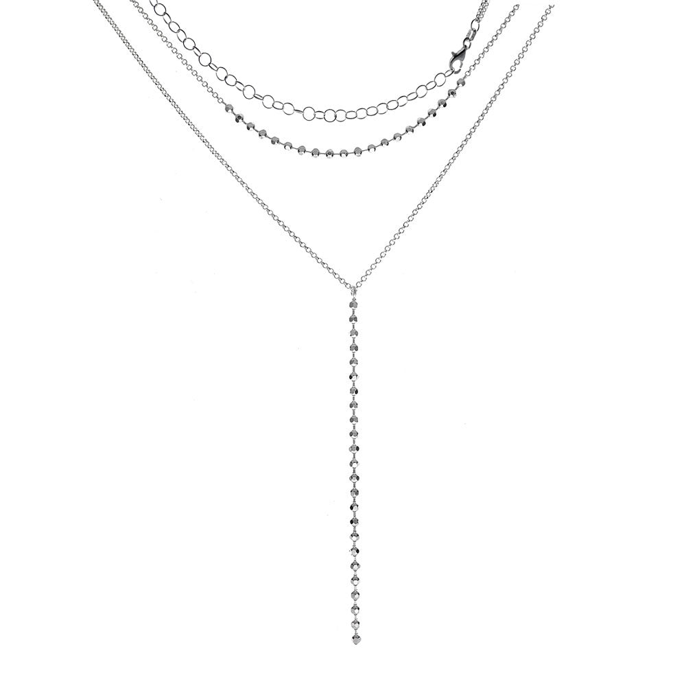 Sterling Silver Triple Layered Lariat Necklace