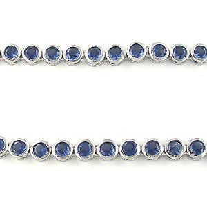 Hip Hop Silver 4mm Bezel Sapphire Blue CZ Necklace