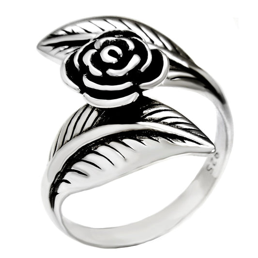 Sterling Silver ROSE Oxidized Ring
