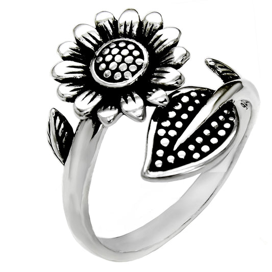 Sterling Silver Sunflower Oxidized Ring