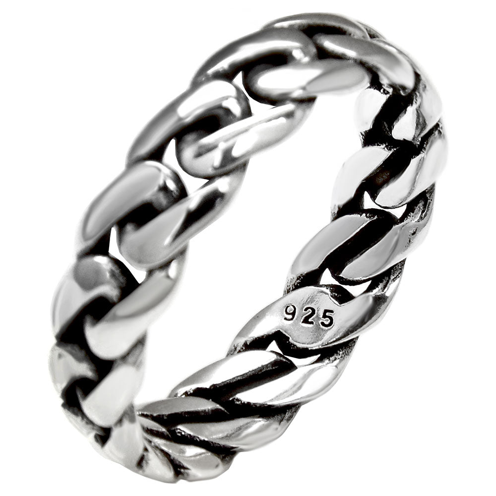 Sterling Silver Cuban Link Band Ring