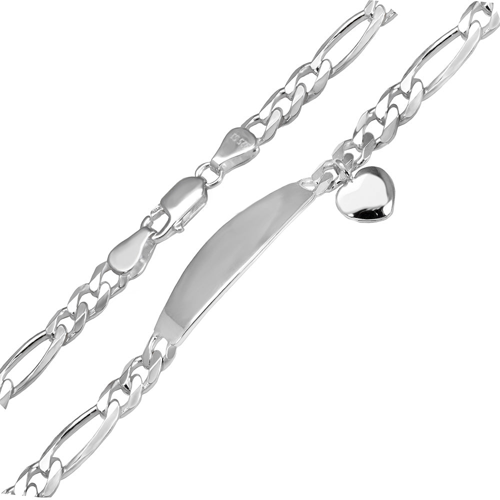 Oval ID Bracelet with Engravable Heart