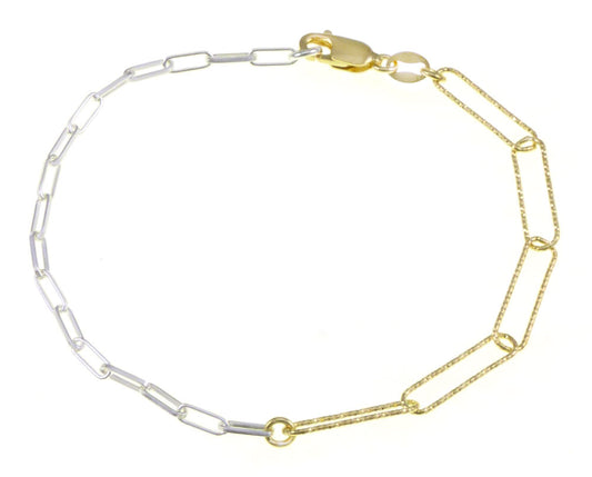 Two-Tone Paperclip Bracelet Necklace