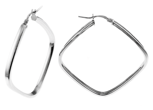 925 Sterling Silver Italian Square Tube Hoop Earrings