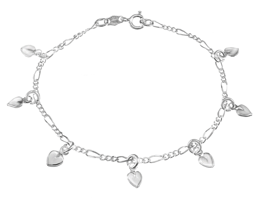 Small Dangle Hearts Charm Bracelet