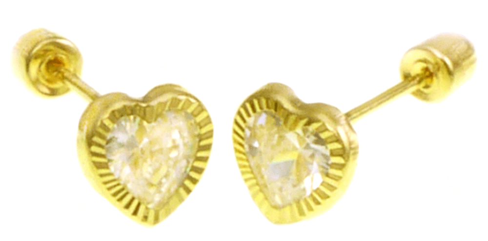 Clear White Heart Studs