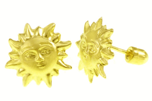 14k gold sun earrings with screw backs