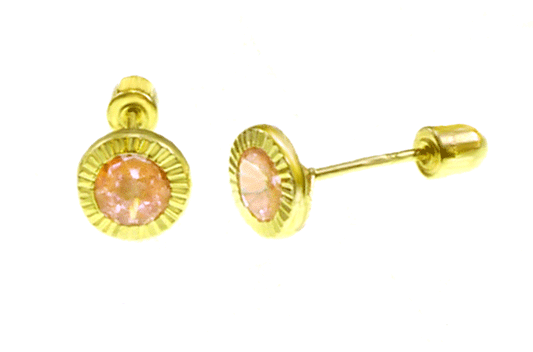 14kt Studs in Stone Earrings (Pink)