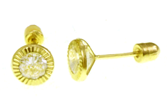 14K Gold Bezel Set Stud Earrings