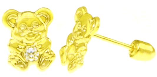 14K Gold Bear Stud Earrings