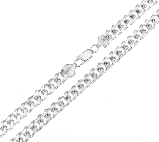 7mm miami cuban chain sterling silver bracelet