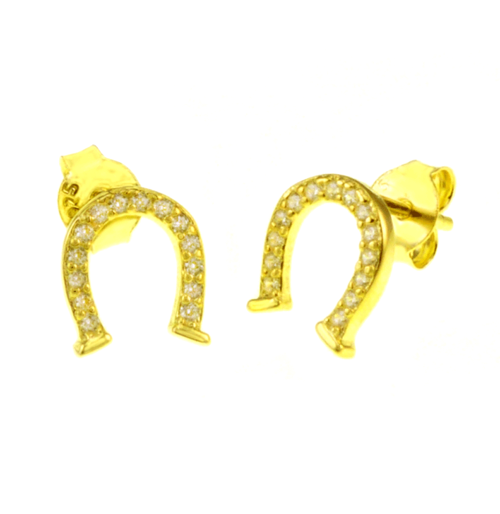 horseshoe cast gold plated silver earrings