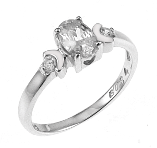 Sterling Silver 4*5mm Oval CZ Baby Ring