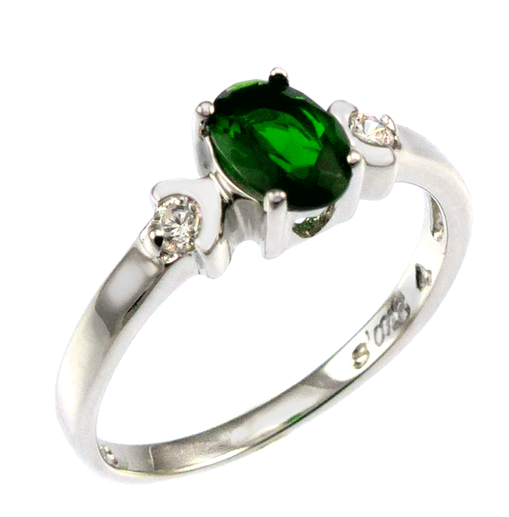 925 Sterling Silver Oval Emerald Green CZ Baby Ring