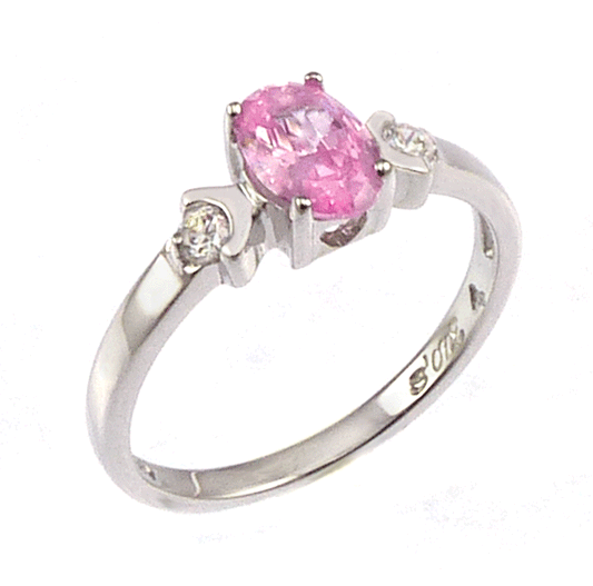 pink oval stone sterling silver baby rings