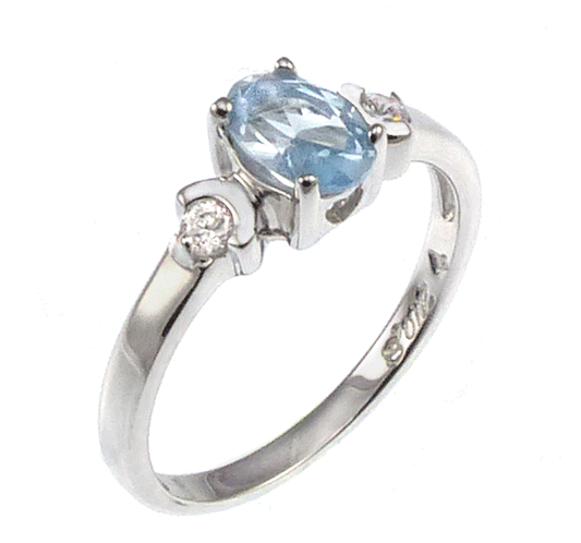 4*5 Oval Aquamarine CZ Baby Ring