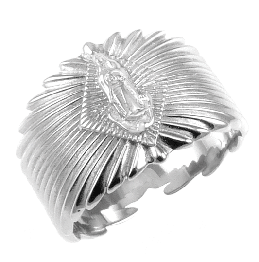 Lady of Guadalupe Sterling Silver Rhodium Ring