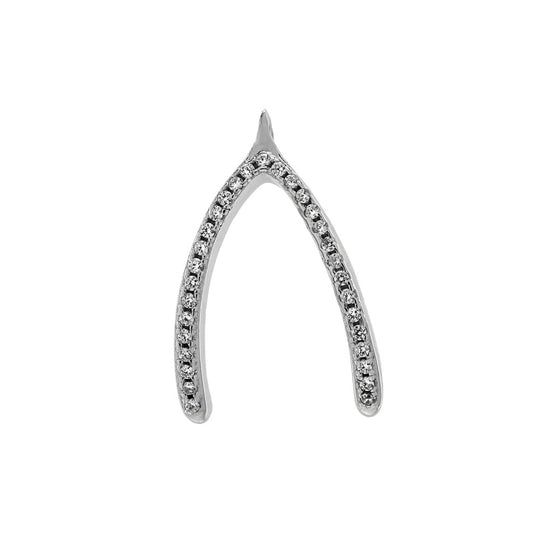 Sterling Silver CZ Wishbone Pendant