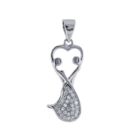 Sterling Silver Dancing Couple Cubic Zirconia Pendant