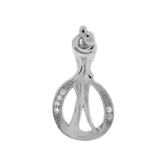 Hugging Couple Sterling silver Rhodium Pendant