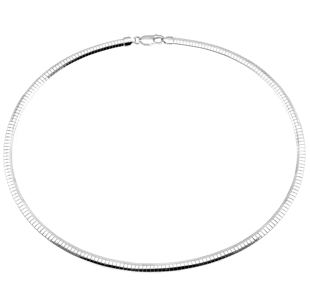 Italian Sterling Silver 4MM Dome Omega Necklace