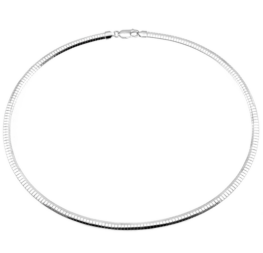 Italian Sterling Silver 4MM Dome Omega Necklace