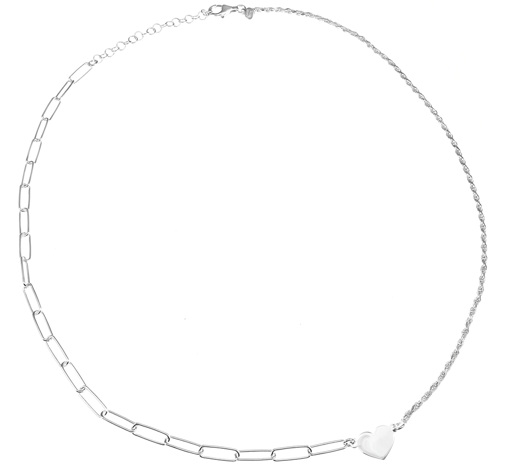 Mix Match Rope Paperclip Heart Necklace