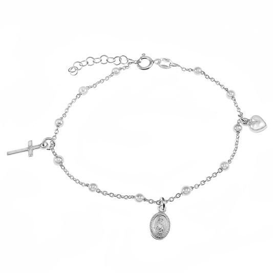 Lady of Guadalupe, Cross & Heart Bracelet