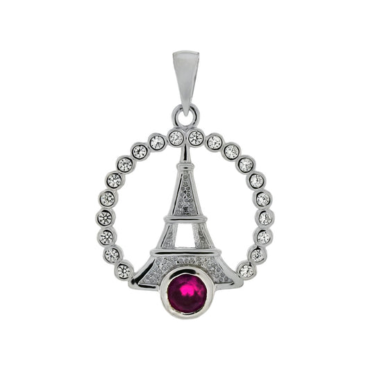 Sterling Silver CZ Eiffel Tower Pendant