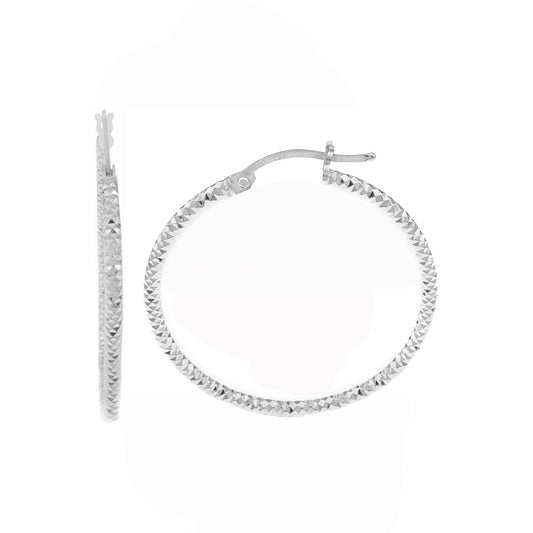 Sterling Silver Diamond Cut Hoop Earrings