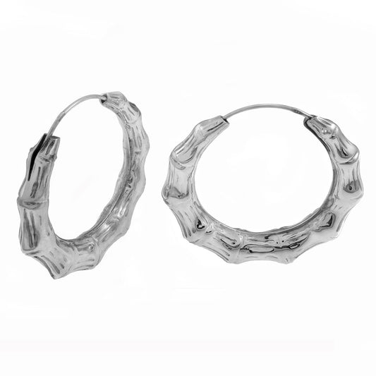 Sterling Silver Bamboo Hoop Earrings