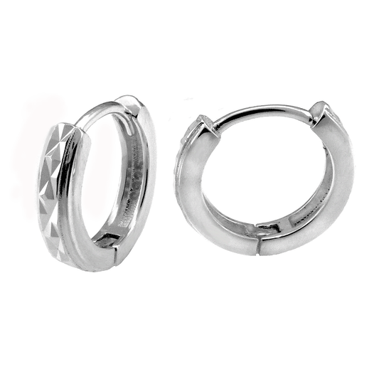 925 Sterling Silver Huggie D C Hoop Earrings